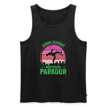 Parkour, Freerunning, Street Workout, Acrobatic - Männer Premium Bio Tank Top - Schwarz - Vorne - Michal (187cm)