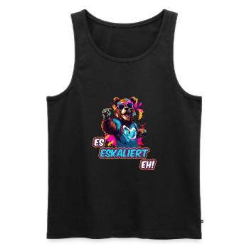 es eskaliert eh Lustiger Trinkspruch Festival 90er - Männer Premium Bio Tank Top - Schwarz - Vorne - Michal (187cm)