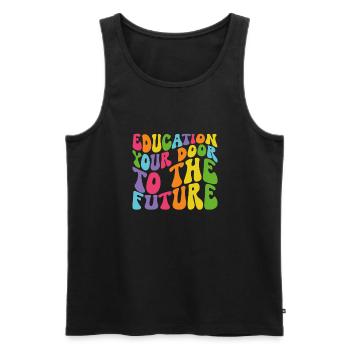Education is your door to the future - Men's Premium Organic Tank Top - black - Front - Michal (187cm)