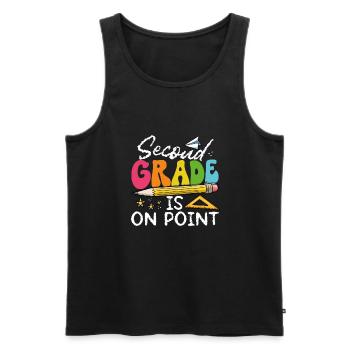 The second class is to the point - Men's Premium Organic Tank Top - black - Front - Michal (187cm)