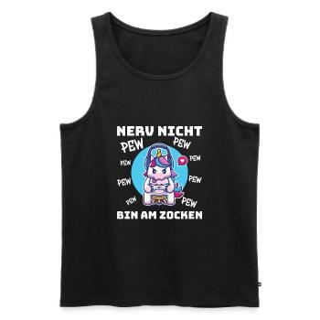 Gaming Einhorn, Zocken, Videospiel, Gamer - Männer Premium Bio Tank Top - Schwarz - Vorne - Michal (187cm)