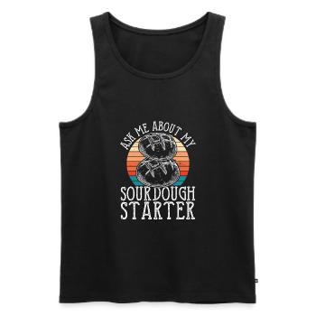 Ask me about my sourdough - Men's Premium Organic Tank Top - black - Front - AI Model Male 178 light (178cm)