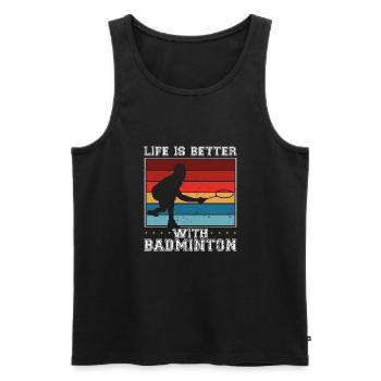 La vie est meilleure avec le badminton - Débardeur bio Premium Homme - noir - Devant - Michal (187cm)