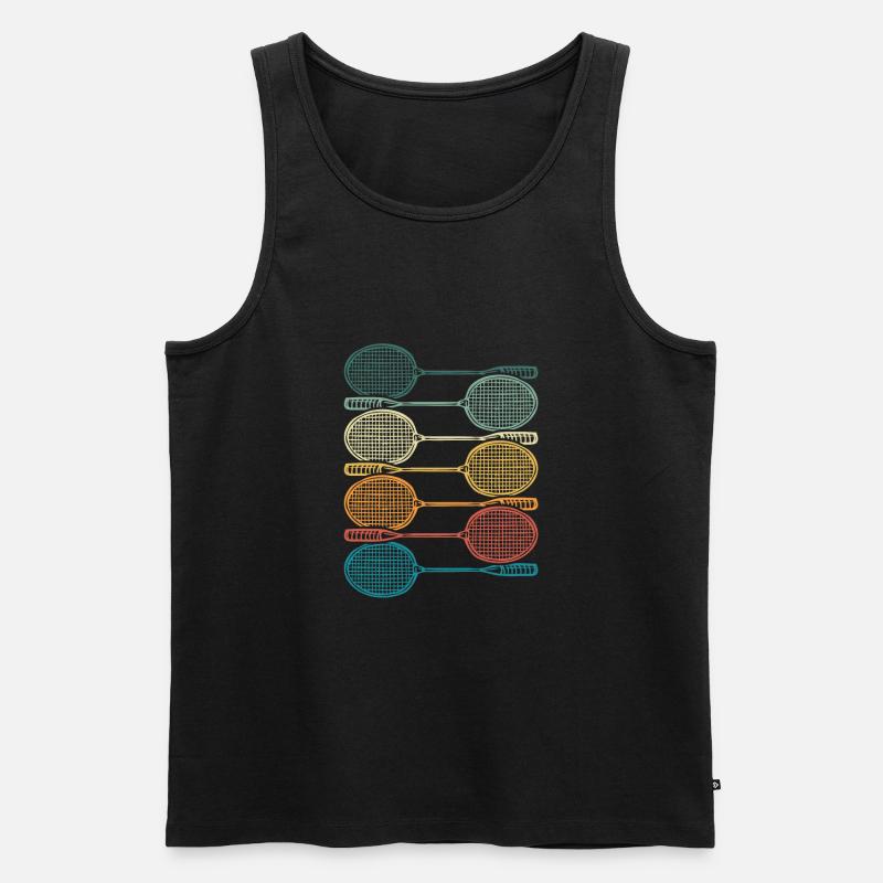 Bunte Badmintonschläger - Männer Premium Bio Tank Top - Schwarz
