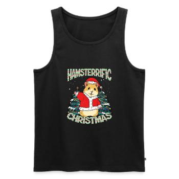 Hamster Père Noël - Débardeur bio Premium Homme - noir - Devant - Michal (187cm)