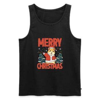Joyeux hamster de Noël rouge - Débardeur bio Premium Homme - noir - Devant - Michal (187cm)