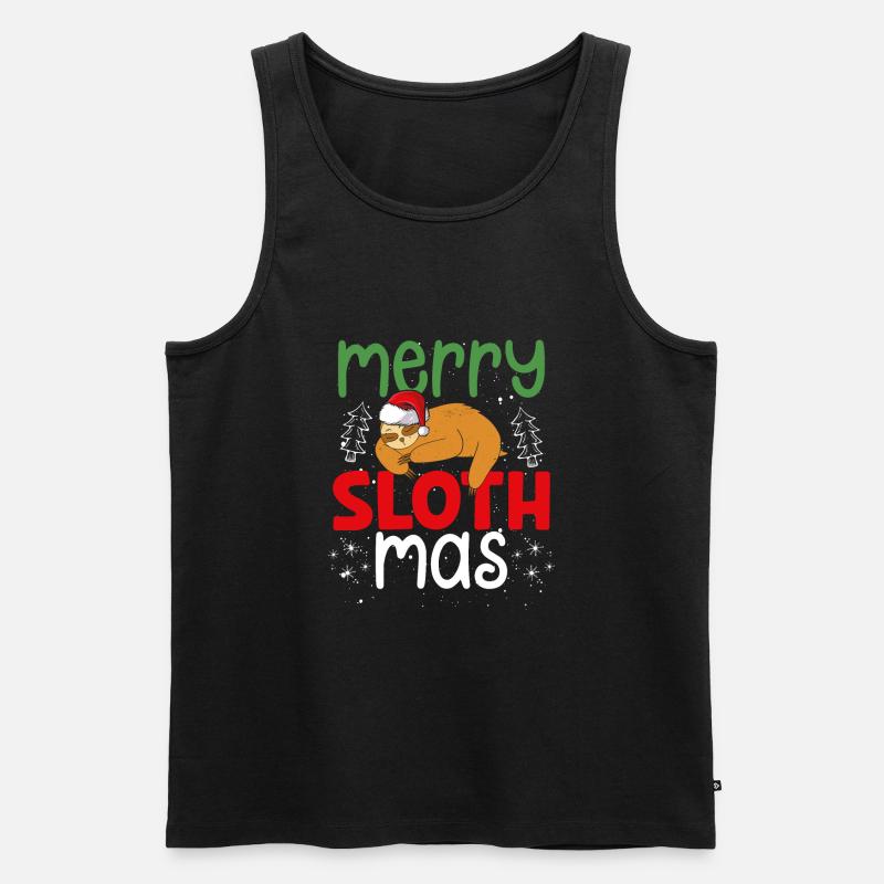Fröhliche Slothmas - Männer Premium Bio Tank Top - Schwarz