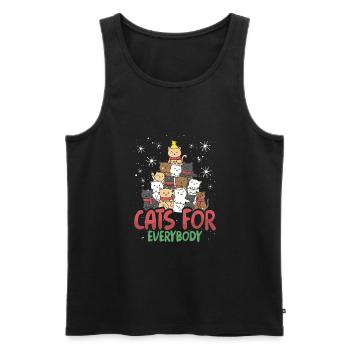 Sapin de Noël avec des chats - Débardeur bio Premium Homme - noir - Devant - AI Model Male 178 light (178cm)
