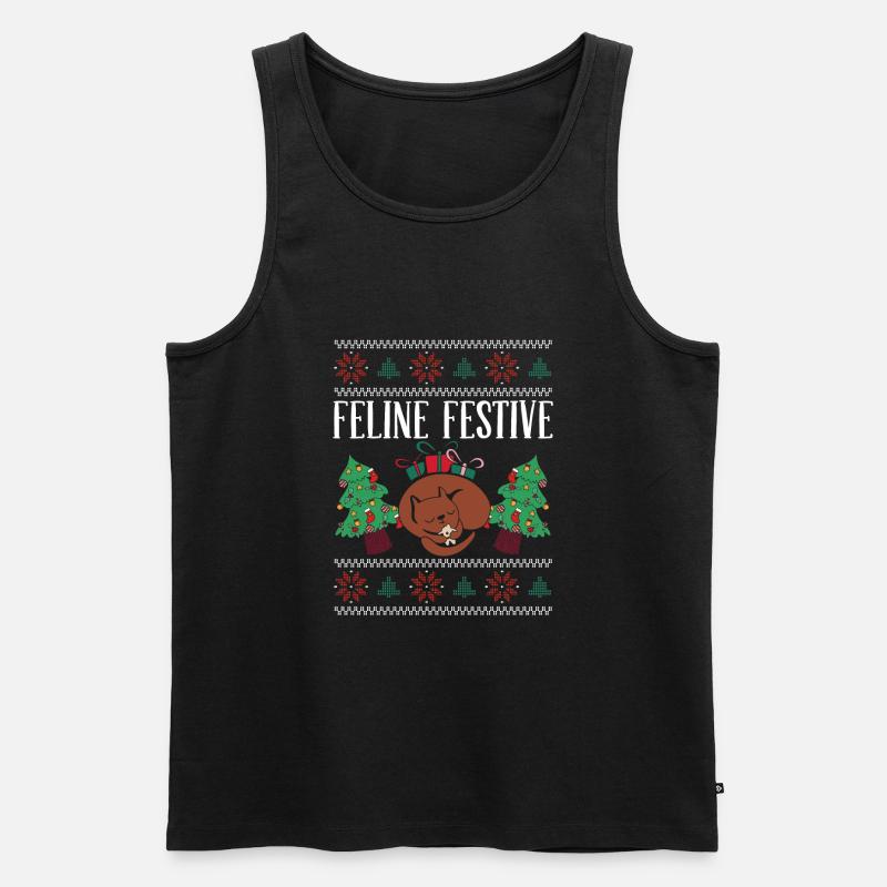 Schnurrende Weihnachtszeit - Männer Premium Bio Tank Top - Schwarz