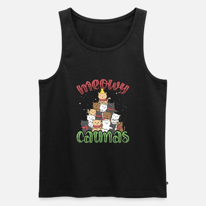 Weihnachtskratzbaum Mit Stern - Männer Premium Bio Tank Top - Schwarz