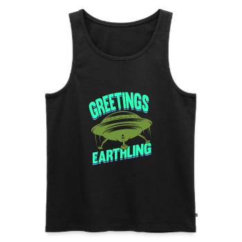 Alien, UFO, UAP, Space, Space Flying Object - Men's Premium Organic Tank Top - black - Front - Michal (187cm)
