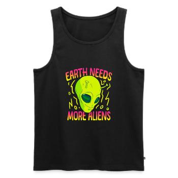Alien, UFO, UAP, Space, Space Flying Object - Men's Premium Organic Tank Top - black - Front - Michal (187cm)