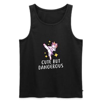 Karaté mignon mais licorne - Débardeur bio Premium Homme - noir - Devant - Michal (187cm)