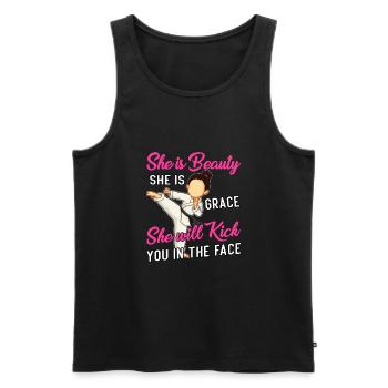 She is beauty she is grace she will kick - Men's Premium Organic Tank Top - black - Front - Michal (187cm)