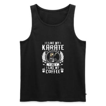 Ich mag mein Karate wie ich mein Coffee Black mag - Männer Premium Bio Tank Top - Schwarz - Vorne - Michal (187cm)