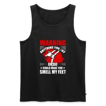 Warnung Alles, was du sagst oder tust, kann dich riechen lassen - Männer Premium Bio Tank Top - Schwarz - Vorne - Michal (187cm)