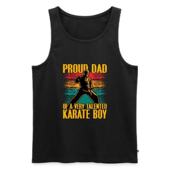Fier papa d’un garçon de karaté très talentueux - Débardeur bio Premium Homme - noir - Devant - Michal (187cm)