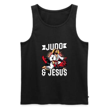 Judo and Jesus - Men's Premium Organic Tank Top - black - Front - Michal (187cm)
