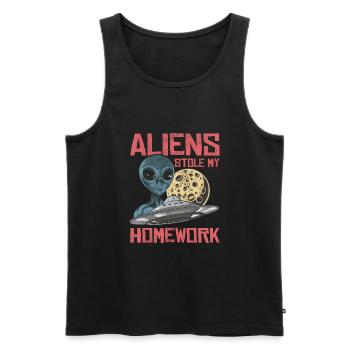 Alien, OVNI, UAP, Espace, Objet volant de l’espace - Débardeur bio Premium Homme - noir - Devant - AI Model Male 178 light (178cm)