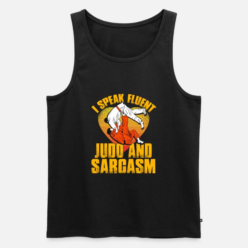 Ich spreche Judo und Sarkasmus - Männer Premium Bio Tank Top - Schwarz