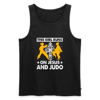 This Girl runs on Jesus and Judo - Men's Premium Organic Tank Top - black - Front - Michal (187cm)