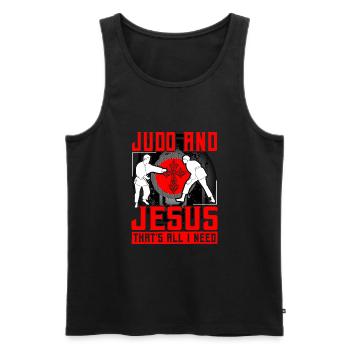 Judo und Jesus, das ist alles, was ich brauche - Männer Premium Bio Tank Top - Schwarz - Vorne - Michal (187cm)