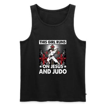 This Girl runs on Jesus and Judo - Men's Premium Organic Tank Top - black - Front - Michal (187cm)