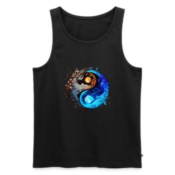 Yin Yang - Men's Premium Organic Tank Top - black - Front - Michal (187cm)