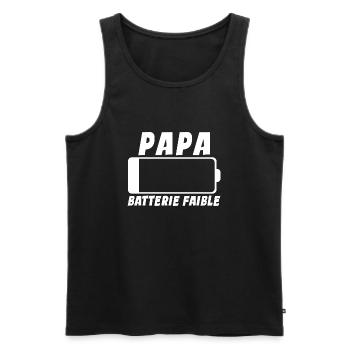 Papa Batterie Faible - Cadeau Humour - Débardeur bio Premium Homme - noir - Devant - AI Model Male 178 light (178cm)