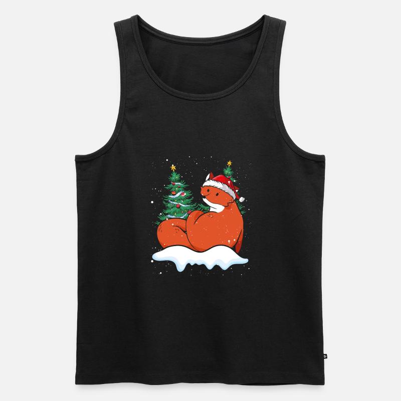 Weihnachtsfuchs Mit Weihnachtsmütze - Männer Premium Bio Tank Top - Schwarz