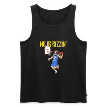 He is risen! Outfit for Easter, Basketball Jesus - Men's Premium Organic Tank Top - black - Front - Michal (187cm)