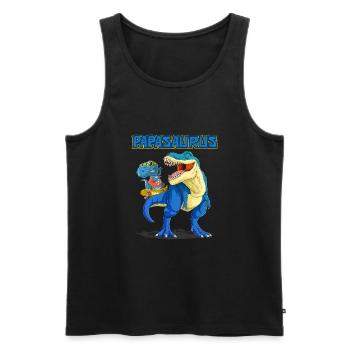 Dad, Papa, Vater, Dino, Dinosaurier für Vatertag - Männer Premium Bio Tank Top - Schwarz - Vorne - AI Model Male 178 light (178cm)