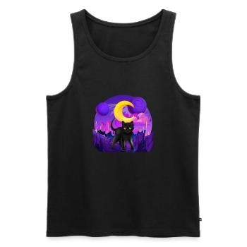 Galactic Katze Vintage Retro Cat Zeitlose Eleganz - Männer Premium Bio Tank Top - Schwarz - Vorne - AI Model Male 178 light (178cm)