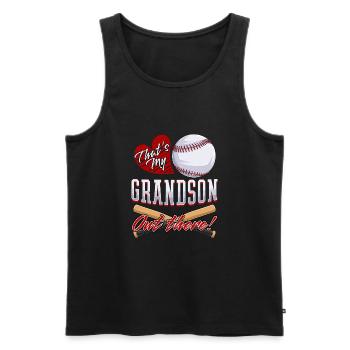 Grand-père « C’est mon petit-fils là-bas » Baseball - Débardeur bio Premium Homme - noir - Devant - Michal (187cm)