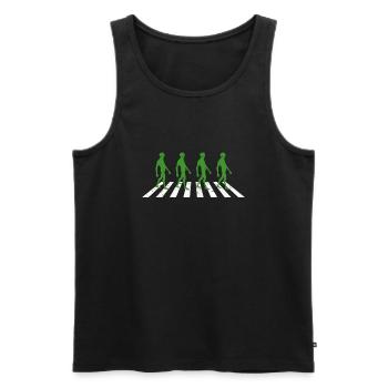 Aliens Crossing Road : un drôle de fans de science-fiction - Débardeur bio Premium Homme - noir - Devant - AI Model Male 178 light (178cm)