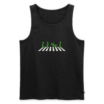 Aliens Crossing Road : un drôle de fans de science-fiction - Débardeur bio Premium Homme - noir - Devant - AI Model Male 178 light (178cm)