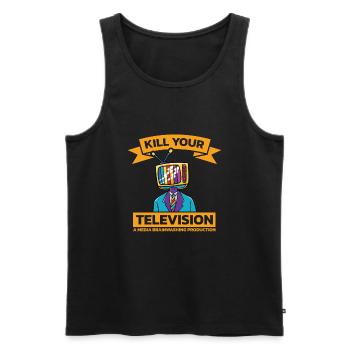 Brainwashing Kill your TV Fake News Portest - Men's Premium Organic Tank Top - black - Front - AI Model Male 178 light (178cm)