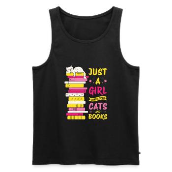 Cats, Cat Lover, Books, Reading, Girl - Men's Premium Organic Tank Top - black - Front - Michal (187cm)