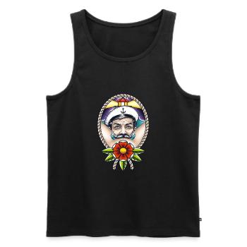 Sailor Barber Mustache Sailor Mustache - Men's Premium Organic Tank Top - black - Front - Michal (187cm)