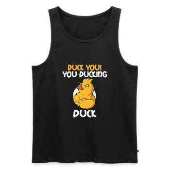 Unhöfliches Lustiges Sprichwort "Duck You" Outfit - Männer Premium Bio Tank Top - Schwarz - Vorne - Michal (187cm)