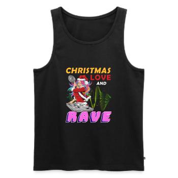 Weihnachten Disco, Rave, Techno, House, Goa, Party - Männer Premium Bio Tank Top - Schwarz - Vorne - Michal (187cm)