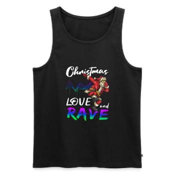 Weihnachten Disco, Rave, Techno, House, Goa, Party - Männer Premium Bio Tank Top - Schwarz - Vorne - Michal (187cm)