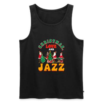 Christmas, Love & Jazz, Perfekt für Musikfans - Männer Premium Bio Tank Top - Schwarz - Vorne - AI Model Male 178 light (178cm)