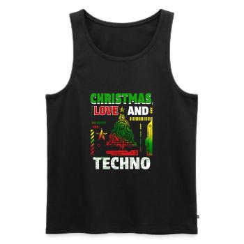 Christmas Disco, Rave, Techno, House, Goa, Party - Men's Premium Organic Tank Top - black - Front - Michal (187cm)