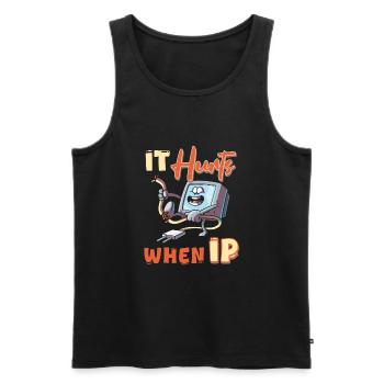 Funny saying "It Burns when I Pee"! - Men's Premium Organic Tank Top - black - Front - Michal (187cm)
