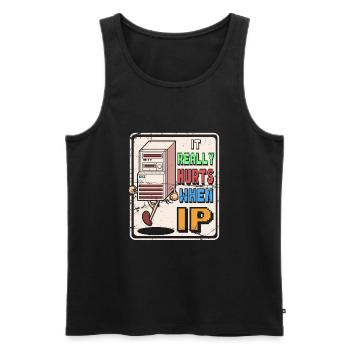 Funny saying "It Burns when I Pee"! - Men's Premium Organic Tank Top - black - Front - Michal (187cm)