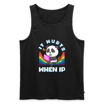 Funny saying "It Burns when I Pee"! - Men's Premium Organic Tank Top - black - Front - Michal (187cm)