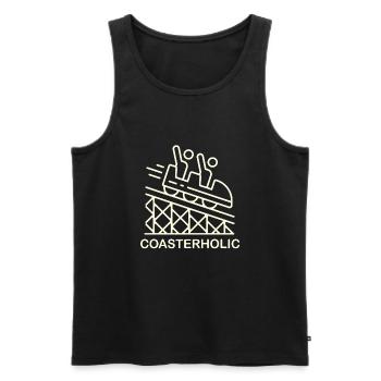 Coasterholic, Parc d’attractions, Champ de foire, Montagnes russes - Débardeur bio Premium Homme - noir - Devant - Michal (187cm)