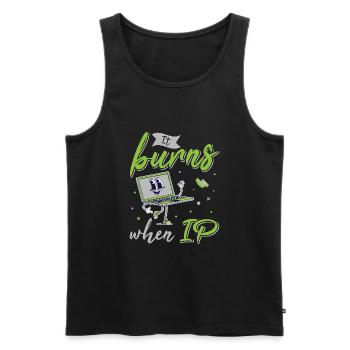 Funny saying "It Burns when I Pee"! - Men's Premium Organic Tank Top - black - Front - Michal (187cm)