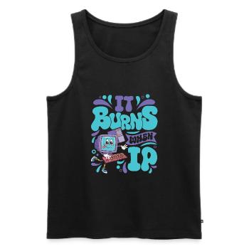 Funny saying "It Burns when I Pee"! Sarcastic - Men's Premium Organic Tank Top - black - Front - Michal (187cm)